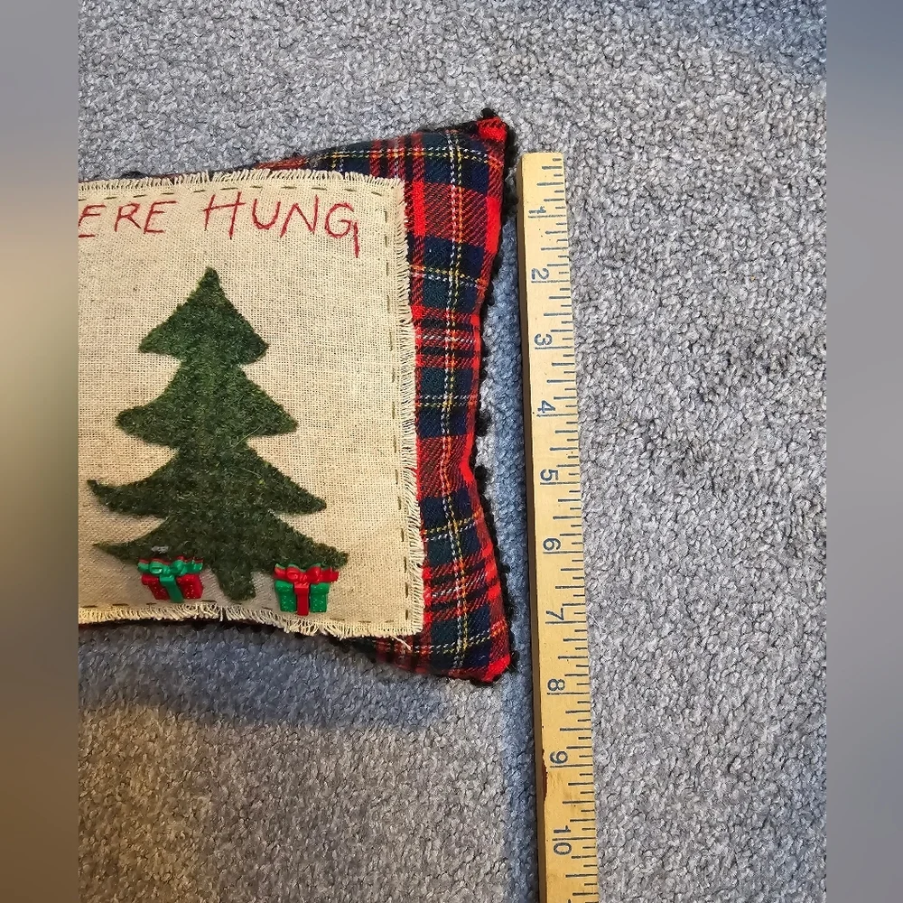 Handmade Stockings Were Hung Accent Pillow Detailed Christmas Decor Country Chic